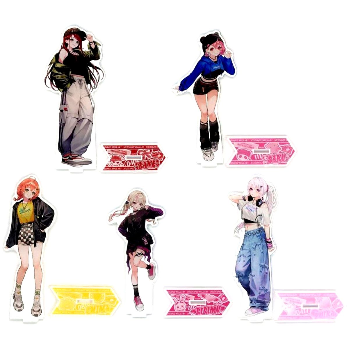 Set of 5 Acrylic Stand DMM Scratch Virtual YouTuber Nijisanji WALL ART Scratch C Prize [USED]