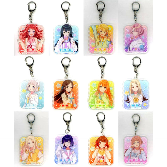 Set of 12 D Prize Gakuen Idolmaster DMM Scratch! Scratch Acrylic Keychain [USED]