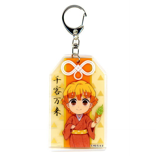 Zenitsu Agatsuma Omamori Style Keychain Demon Slayer: Kimetsu no Yaiba x Okoshi Bus [USED]