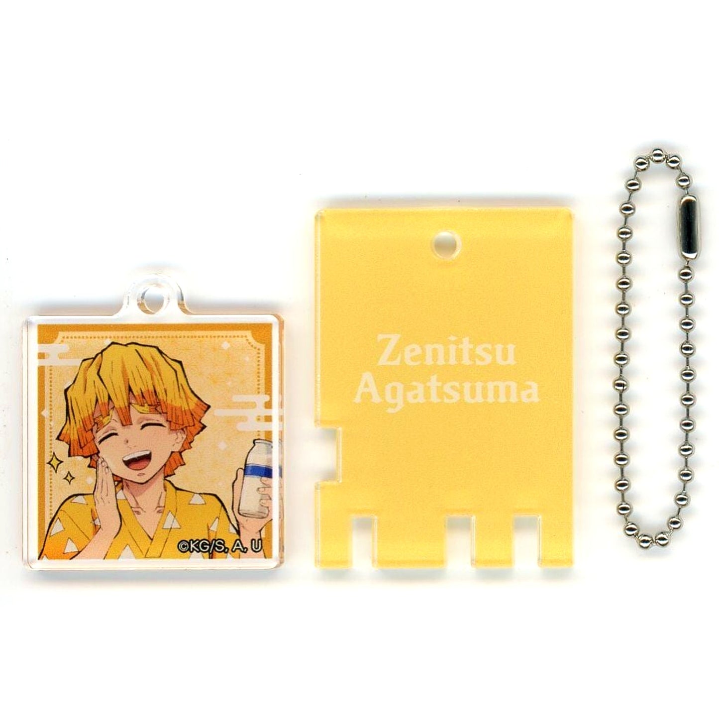 Zenitsu Agatsuma Demon Slayer Kimetsu no Yaiba Gokurakuyu RAKU SPA 4th Lock Style Keychain [USED]