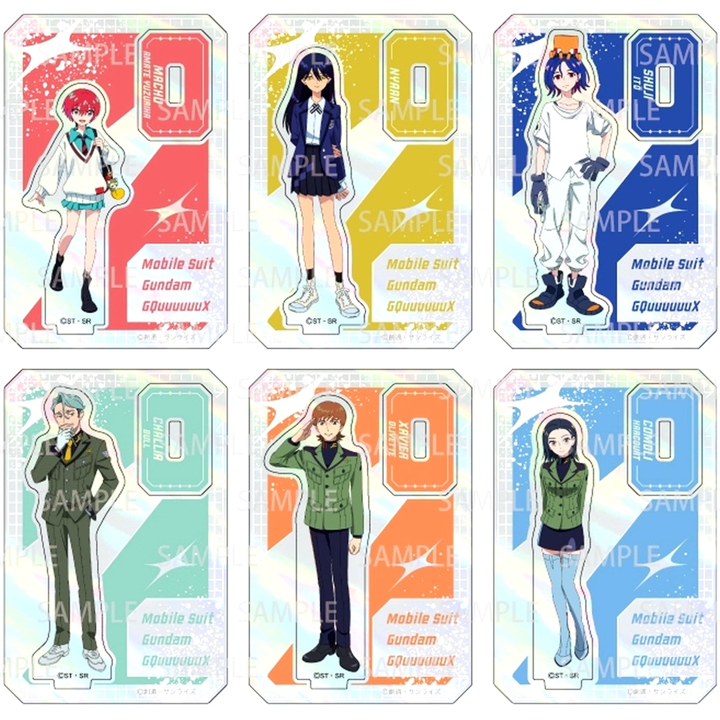 Set of 6 Mobile Suit Gundam GQuuuuuuX Trading Aurora Mini Acrylic Stand [USED]