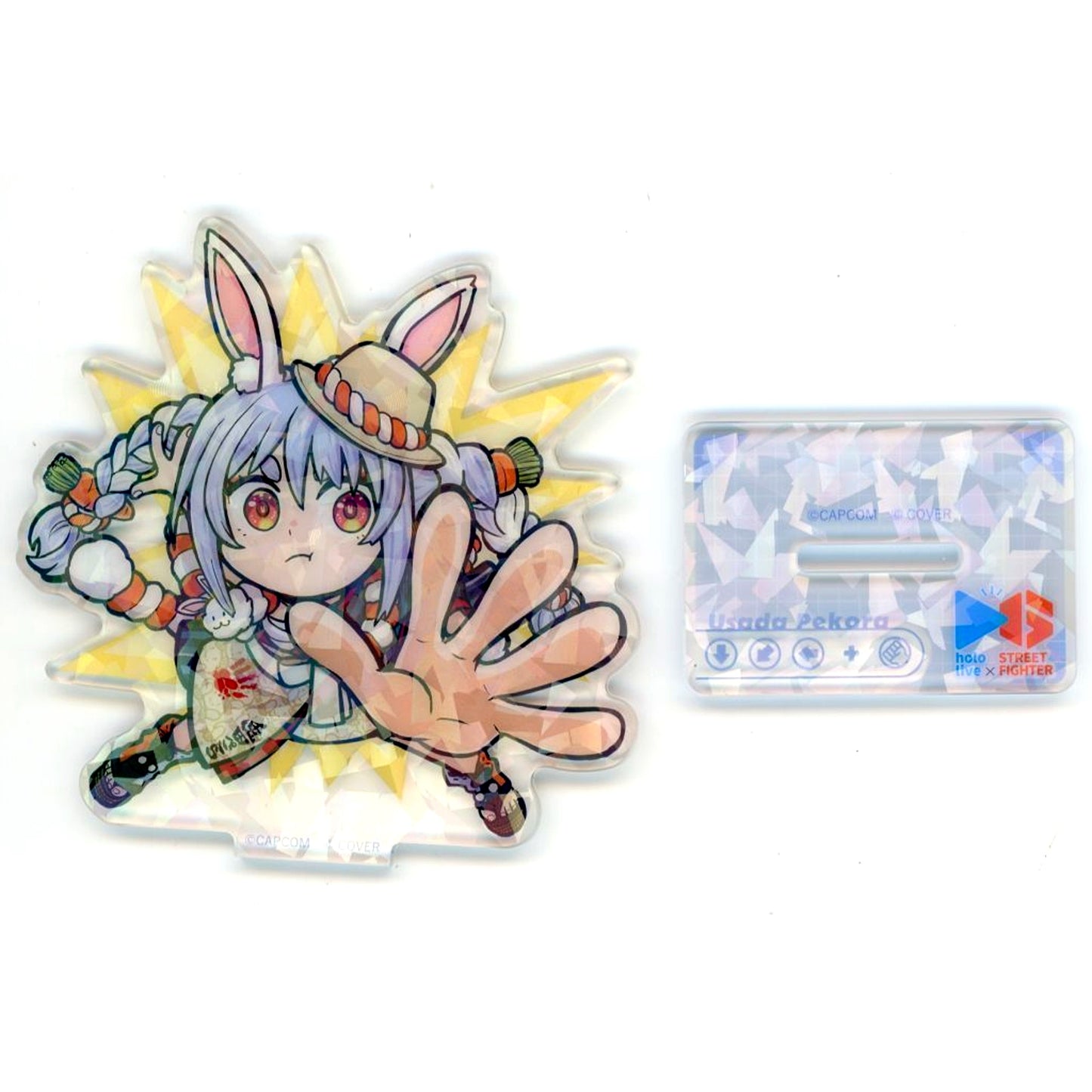 Usada Pekora Hologram Trading Acrylic Stand Capcom Cafe x Street Fighter 6 x Virtual YouTuber Hololive 1st [USED]