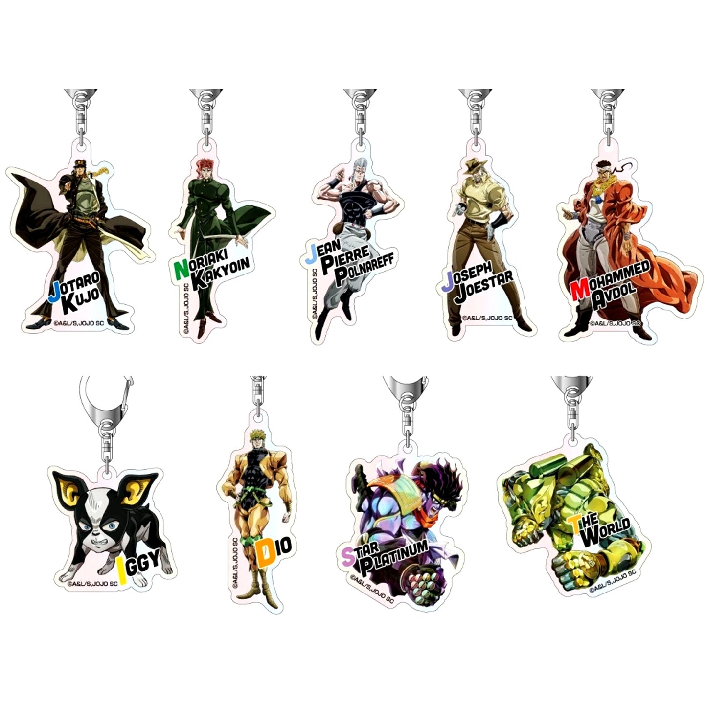 Set of 9 Aurora Acrylic Keychain JoJo's Bizarre Adventure Part 3 Stardust Crusaders [USED]