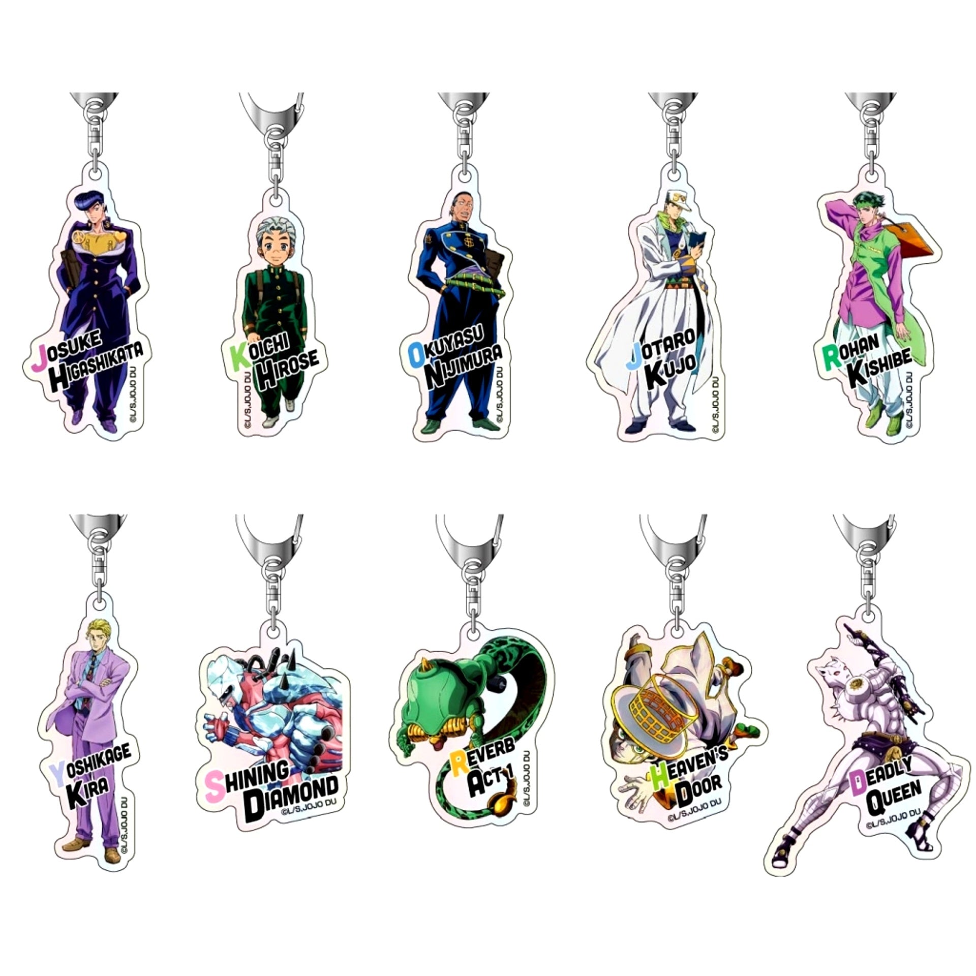 Set of 10 Aurora Acrylic Keychain JoJo's Bizarre Adventure Part 4 Diamond is Unbreakable [USED]