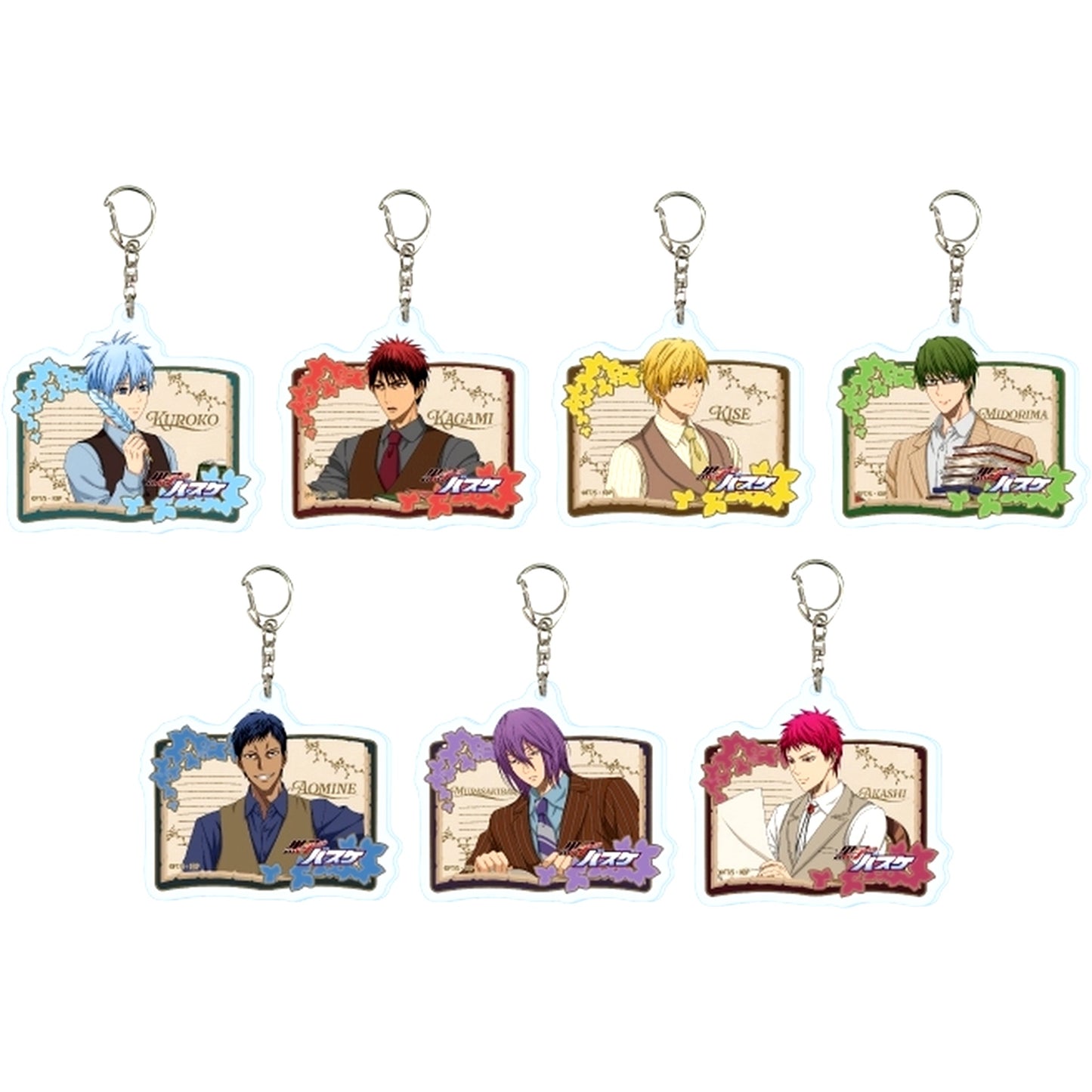 Set of 7 Kuroko's Basketball Acrylic Keychain 07. Antique Suit Ver. Drawn Illustration [USED]