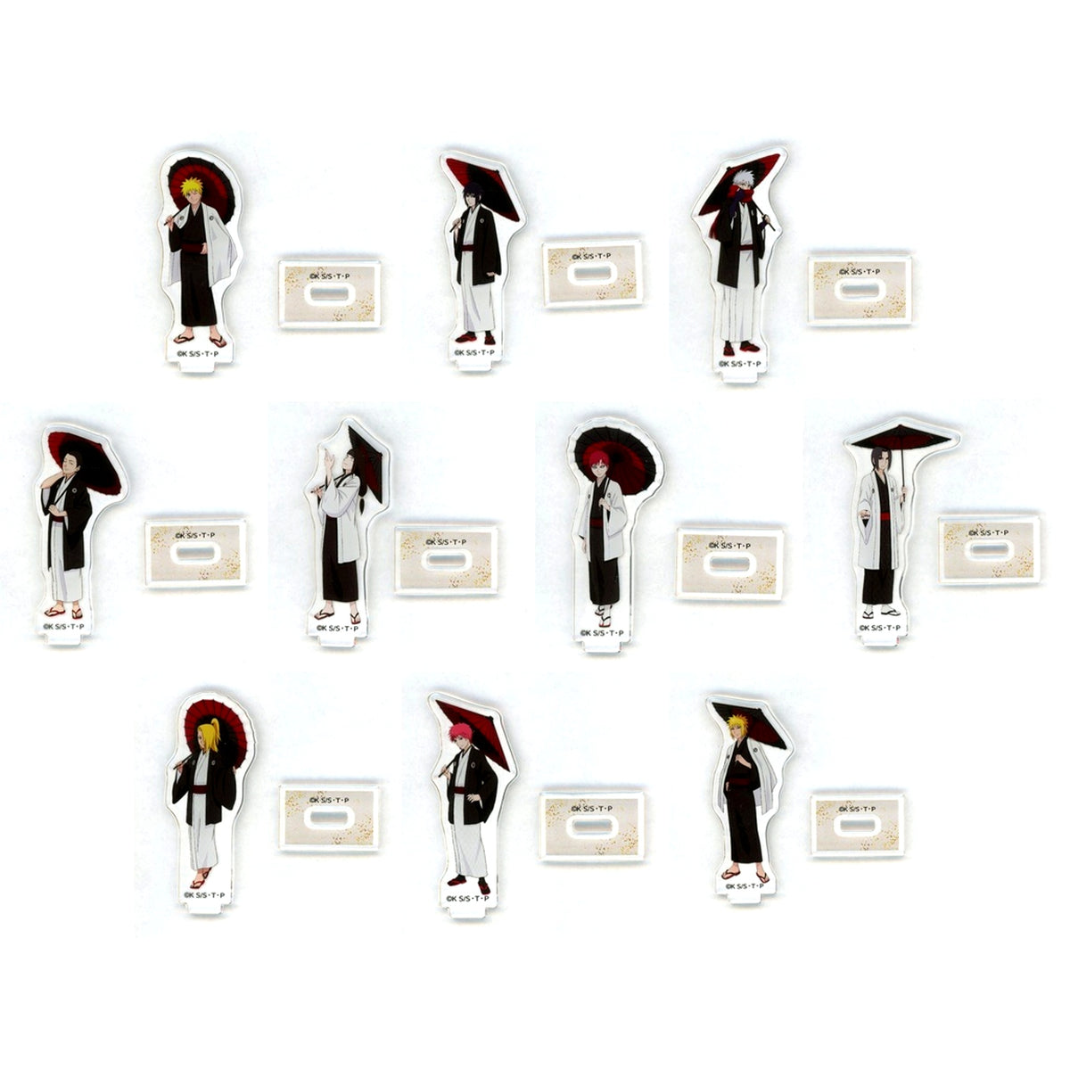 Set of 10 Naruto Shippuden Illustration Japanese Umbrella Kimono Ver. Trading Acrylic Stand Vol. 2 [USED]