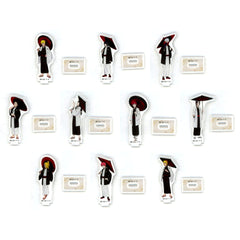 Set of 10 Naruto Shippuden Illustration Japanese Umbrella Kimono Ver. Trading Acrylic Stand Vol. 2 [USED]