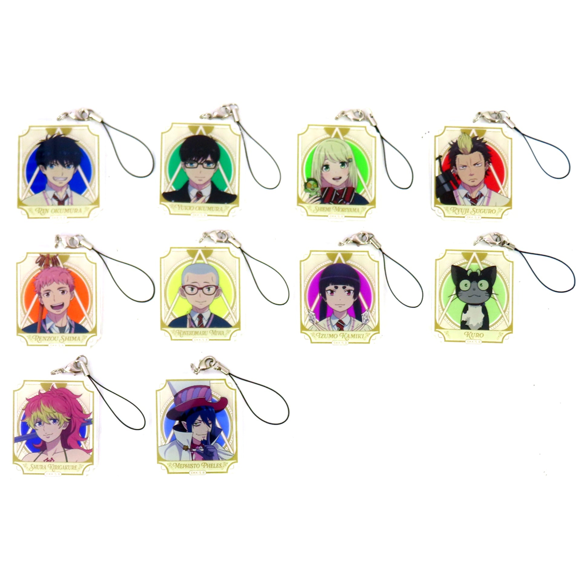 Set of 10 Blue Exorcist Shimane Illuminati Saga Acrylic Strap [USED]