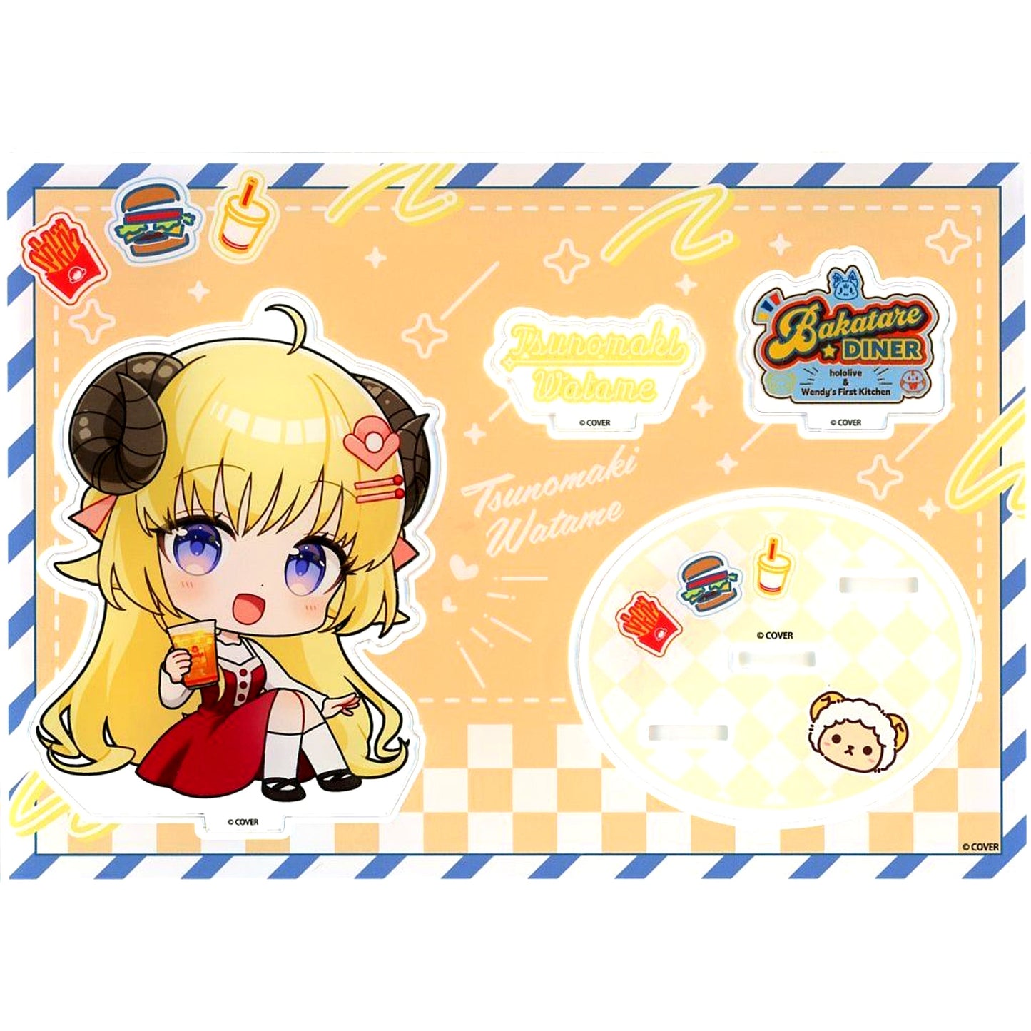 Tsunomaki Watame Mini Character Acrylic Stand Virtual YouTuber Hololive x Wendy's First Kitchen BAKATARE DINER [USED]