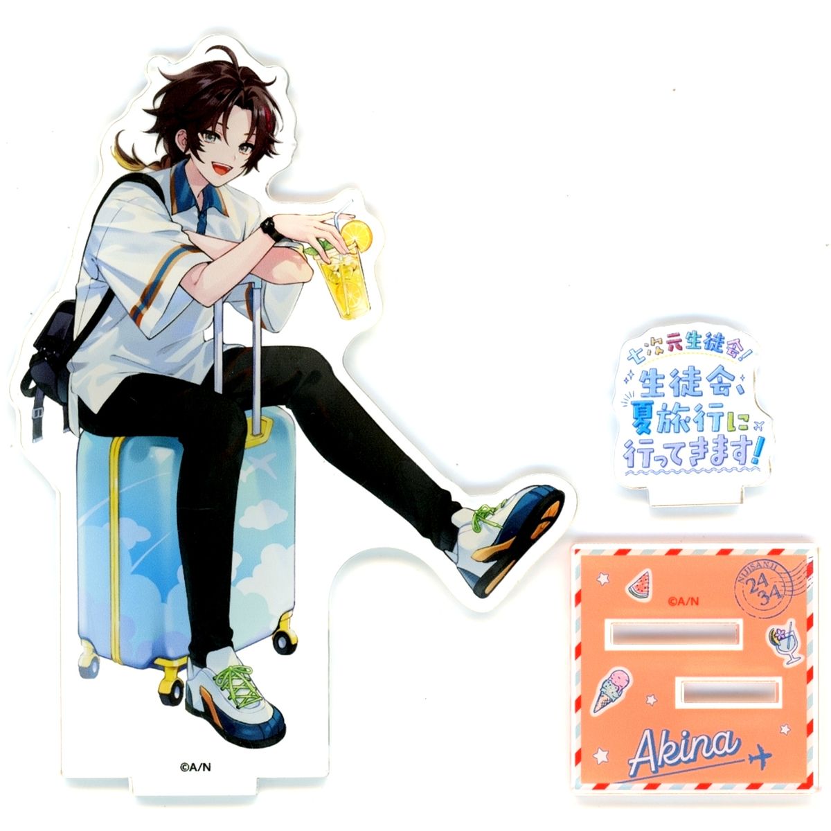 Saegusa Akina Virtual YouTuber Nijisanji NIJISANJI Seven Dimension Student Council! Student Council Goes on a Summer Trip! x Karaoke Manekineko Acrylic Stand [USED]