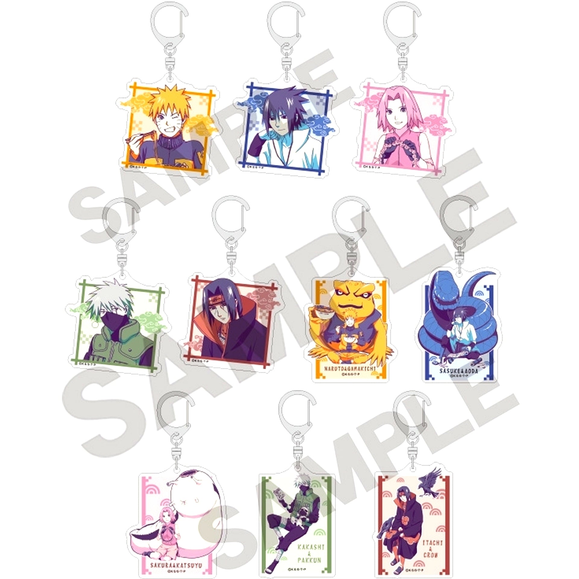 Set of 10 Naruto Shippuden Trading Acrylic Keychain Break Kurapalette [USED]