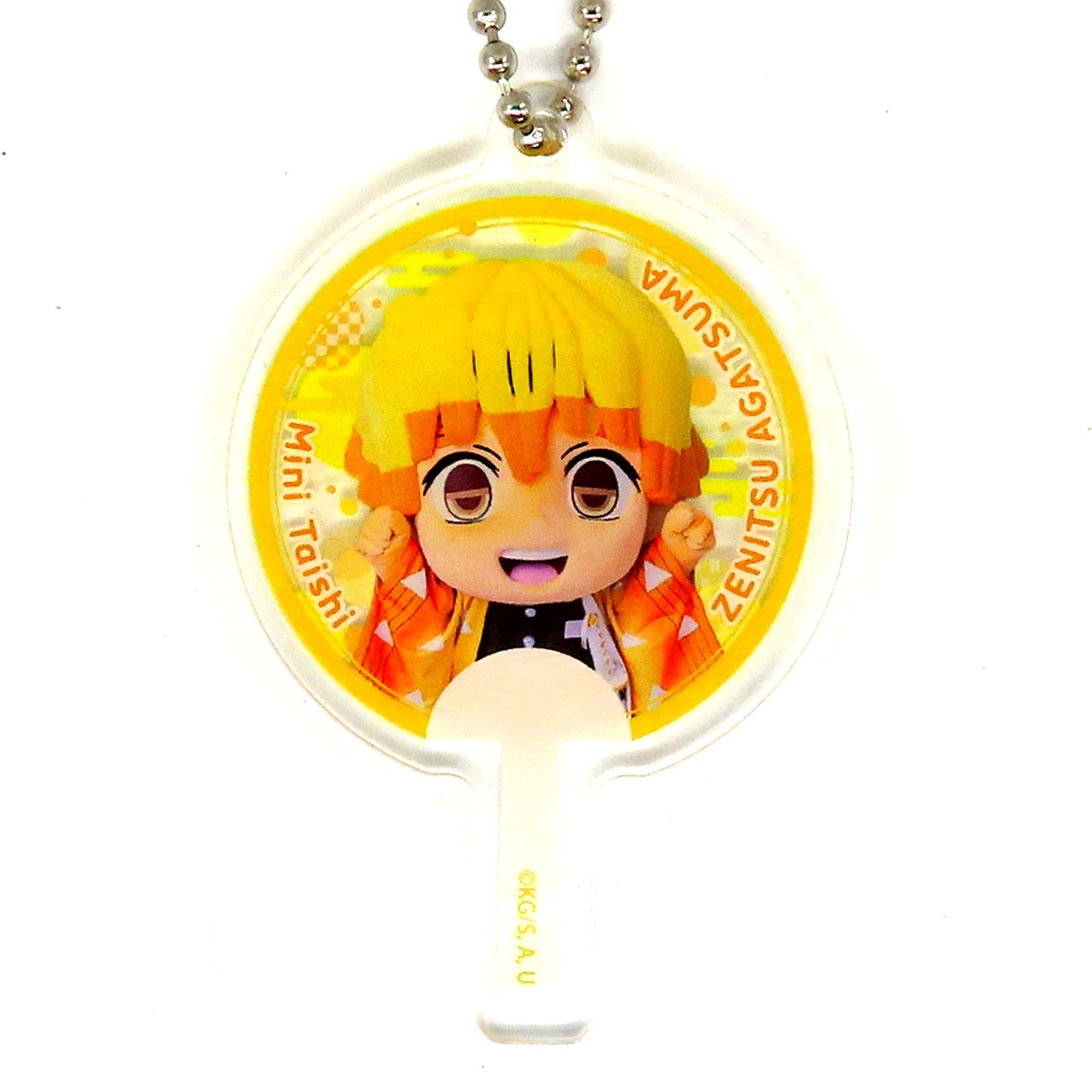 Zenitsu Agatsuma Demon Slayer Mini Taishi Matching Clear Uchiwa Random Acrylic Charm [USED]