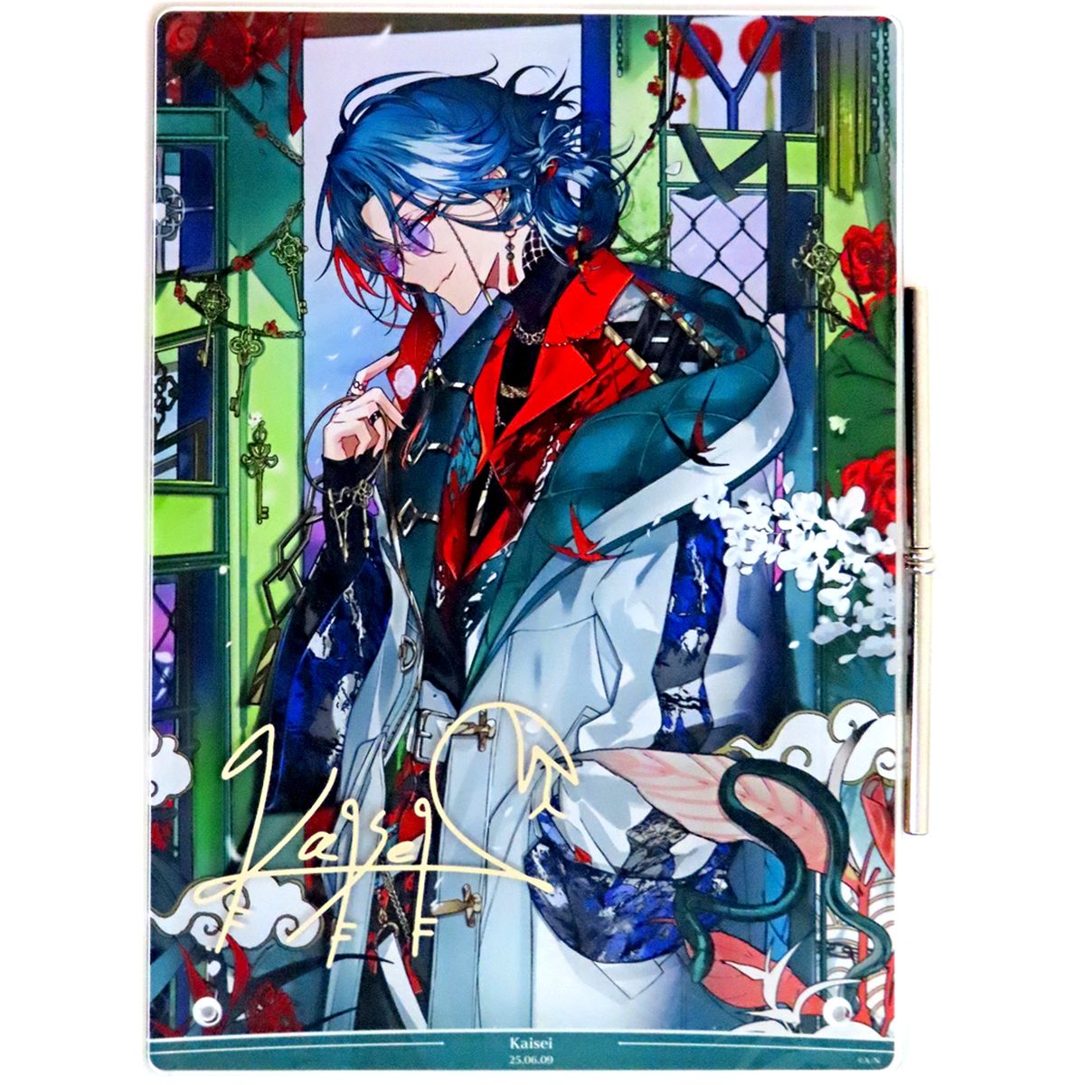 Kaisei B5 Acrylic Panel Gold Foil Replica Autograph Virtual YouTuber Nijisanji Birthday 2025 [USED]