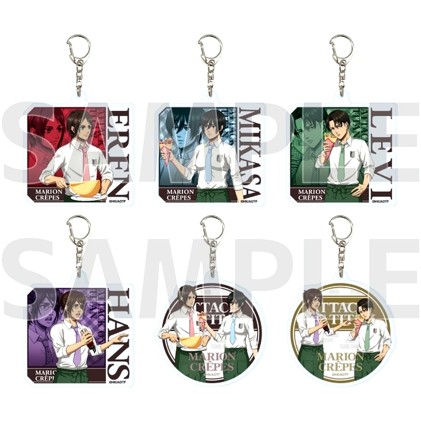 Set of 6 Attack on Titan The Final Season Acrylic Keychain 01. Drawn Illustration [USED]