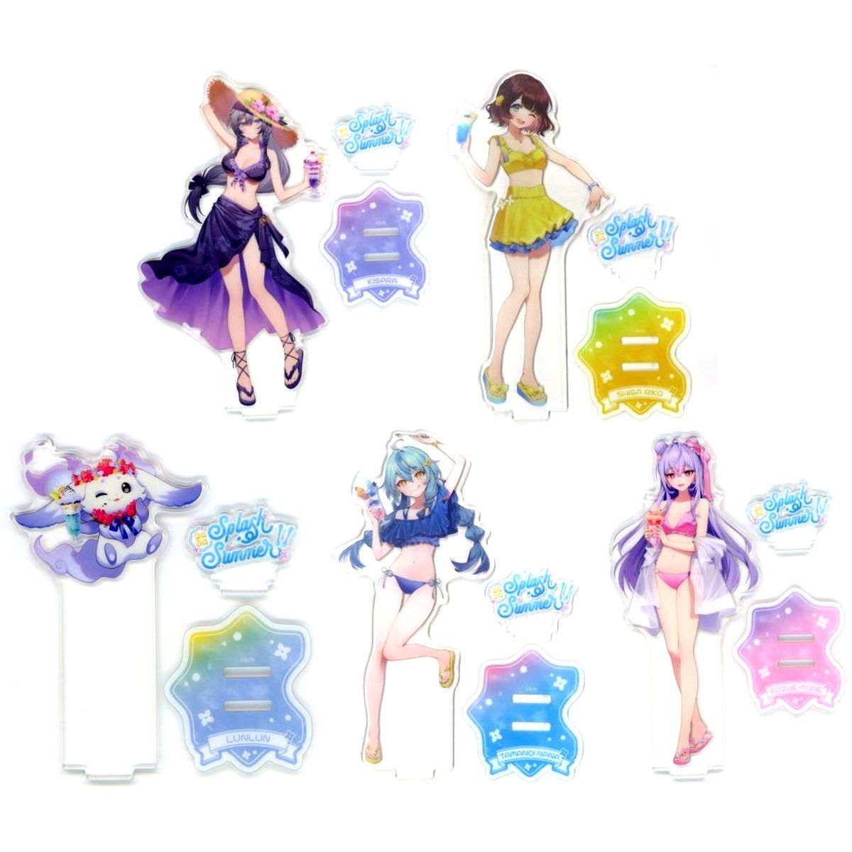 Set of 5 Acrylic Stand DMM Scratch! Virtual YouTuber Nijisanji Splash Summer! C Prize [USED]