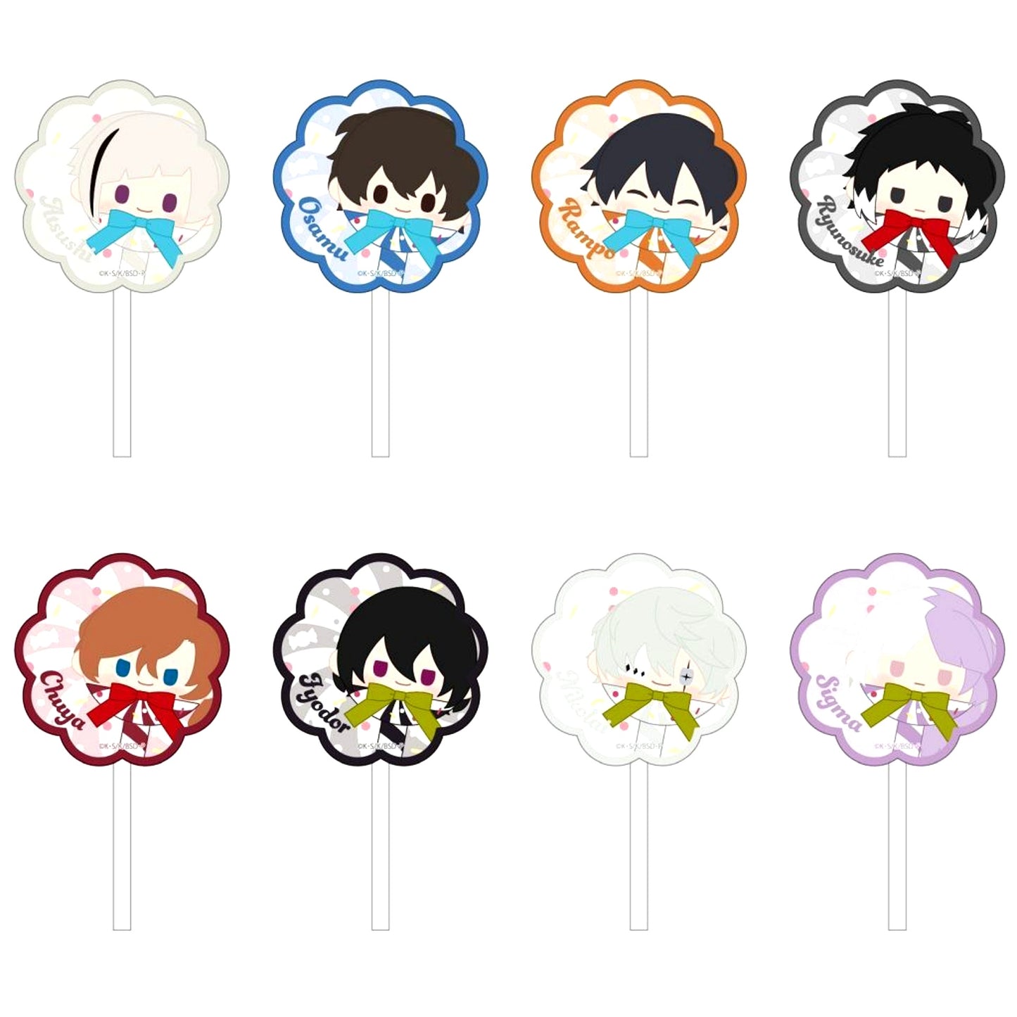 Set of 8 Bungo Stray Dogs Candy Tapinui Acrylic Keychain [USED]