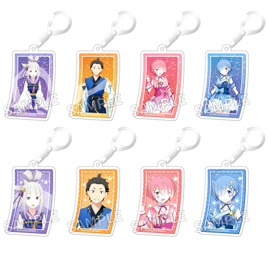 Set of 8 Re:ZERO -Starting Life in Another World- Trading Acrylic Keychain Tanabata Ver. [USED]