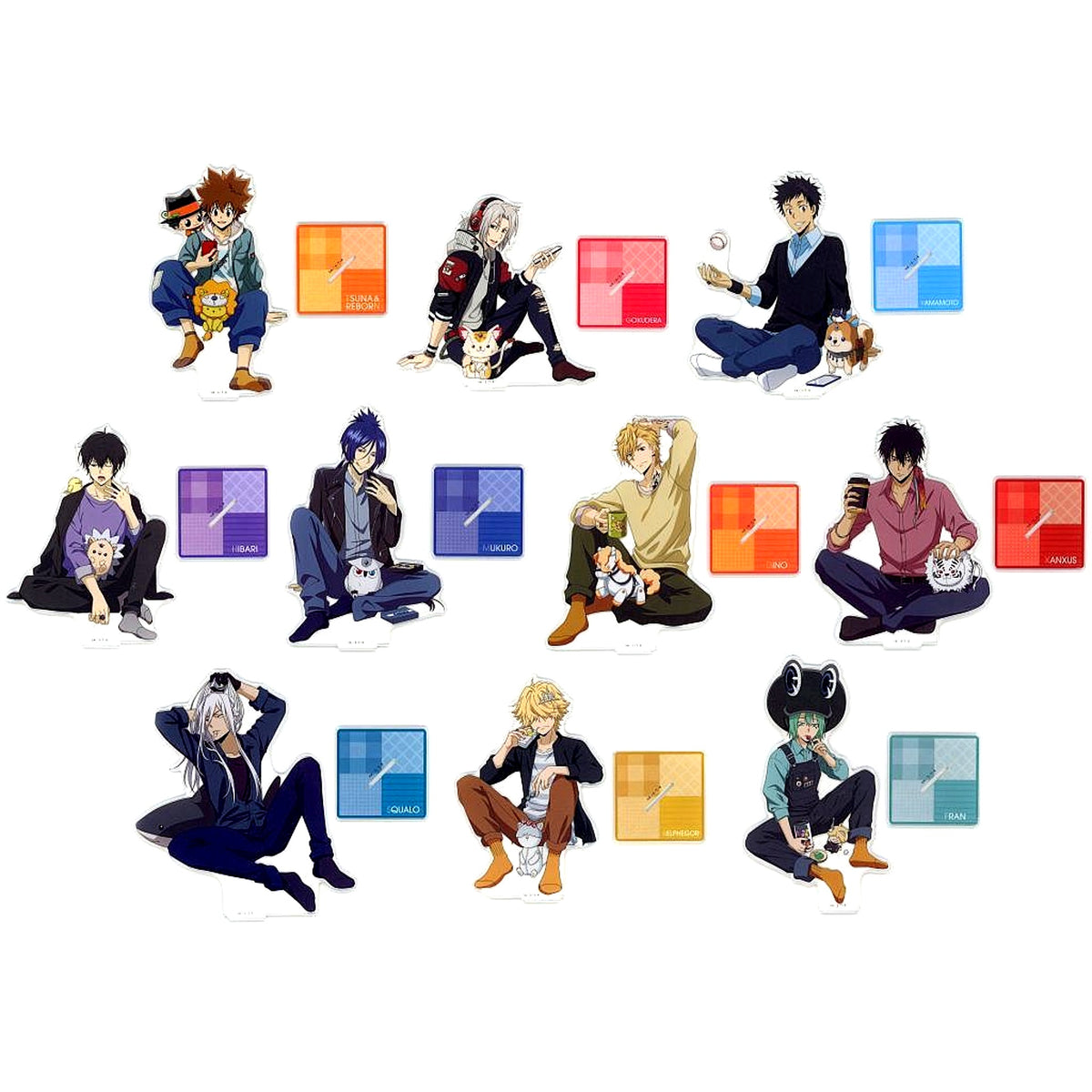 Set of 10 Katekyo Hitman Reborn! Hikokuji Chill out A Prize BIG Clear Stand [USED]
