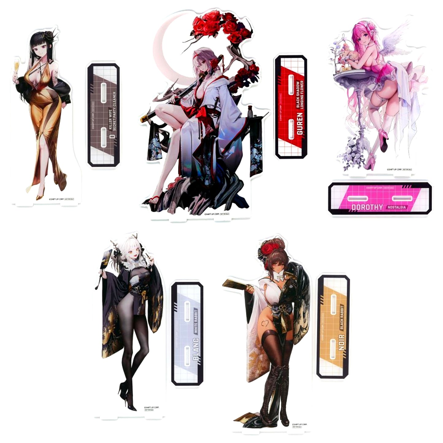 Set of 5 Gold Prize BIG Acrylic Stand Goddess of Victory: NIKKE Lucky Button BOX [USED]