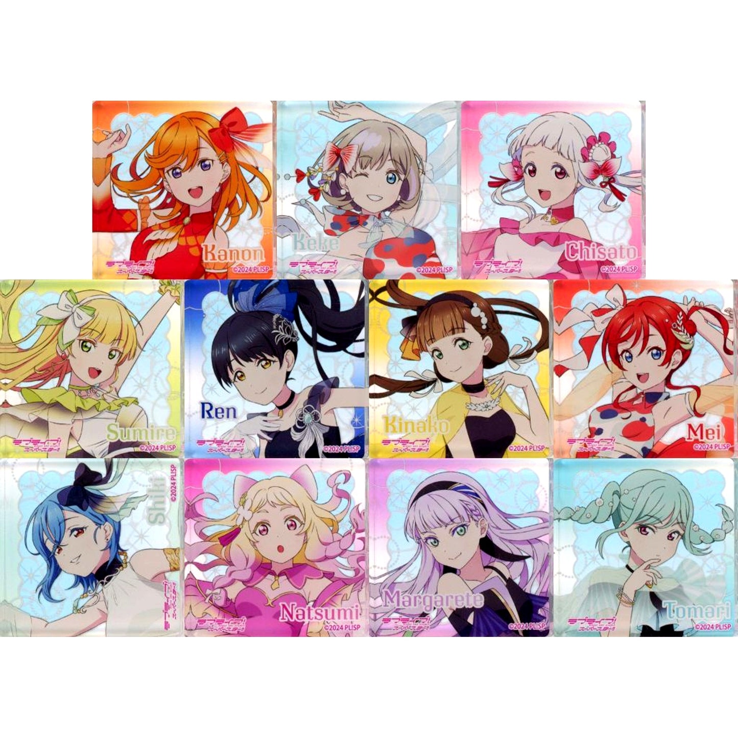 Set of 11 Liella! Acrylic Block Love Live! Series THE Chara CAFE Shinsaibashi OPA 2025 [USED]