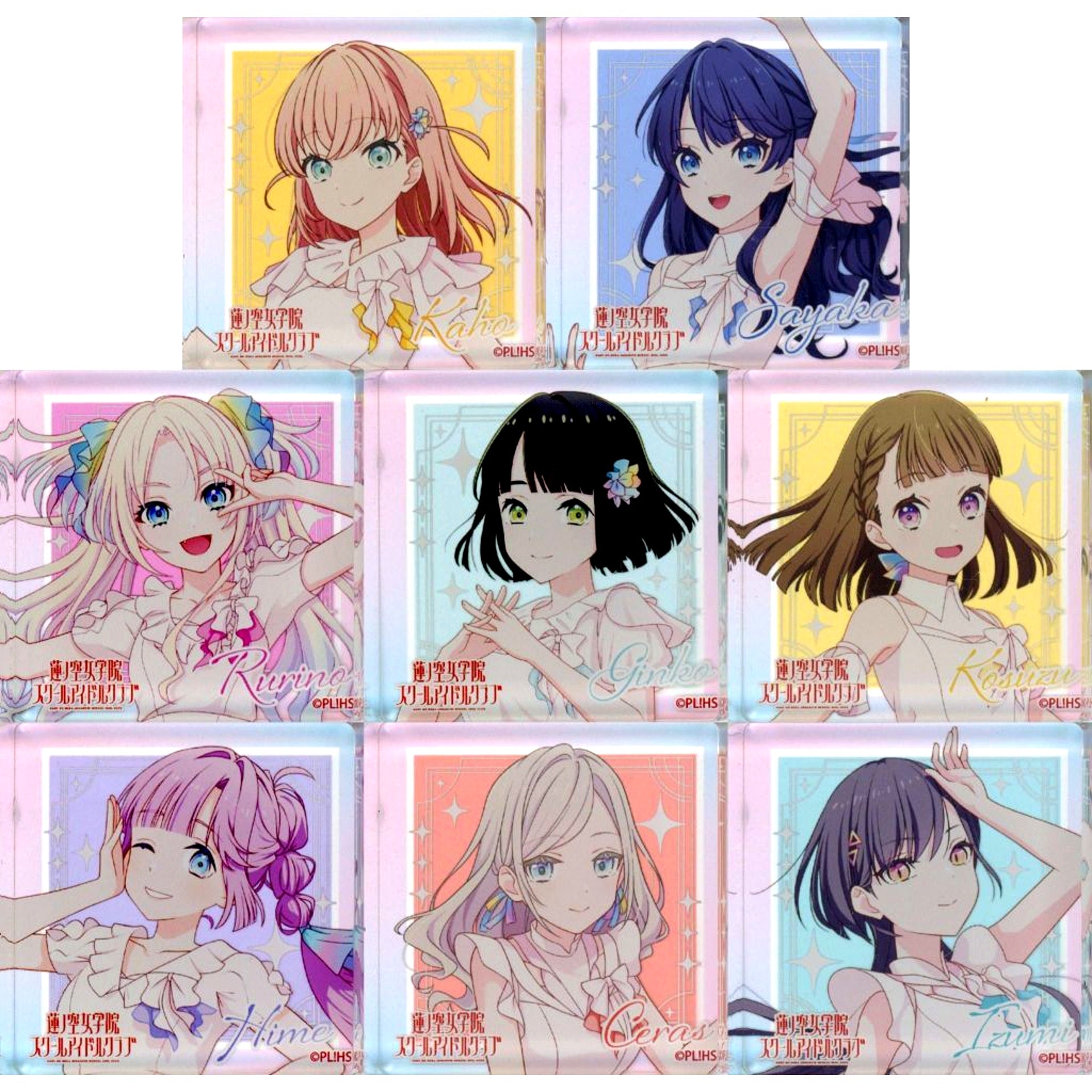 Set of 8 Acrylic Block Hasunosora Girls' High School Idol Club Love Live! Series THE Chara CAFE Shinsaibashi OPA 2025 [USED]