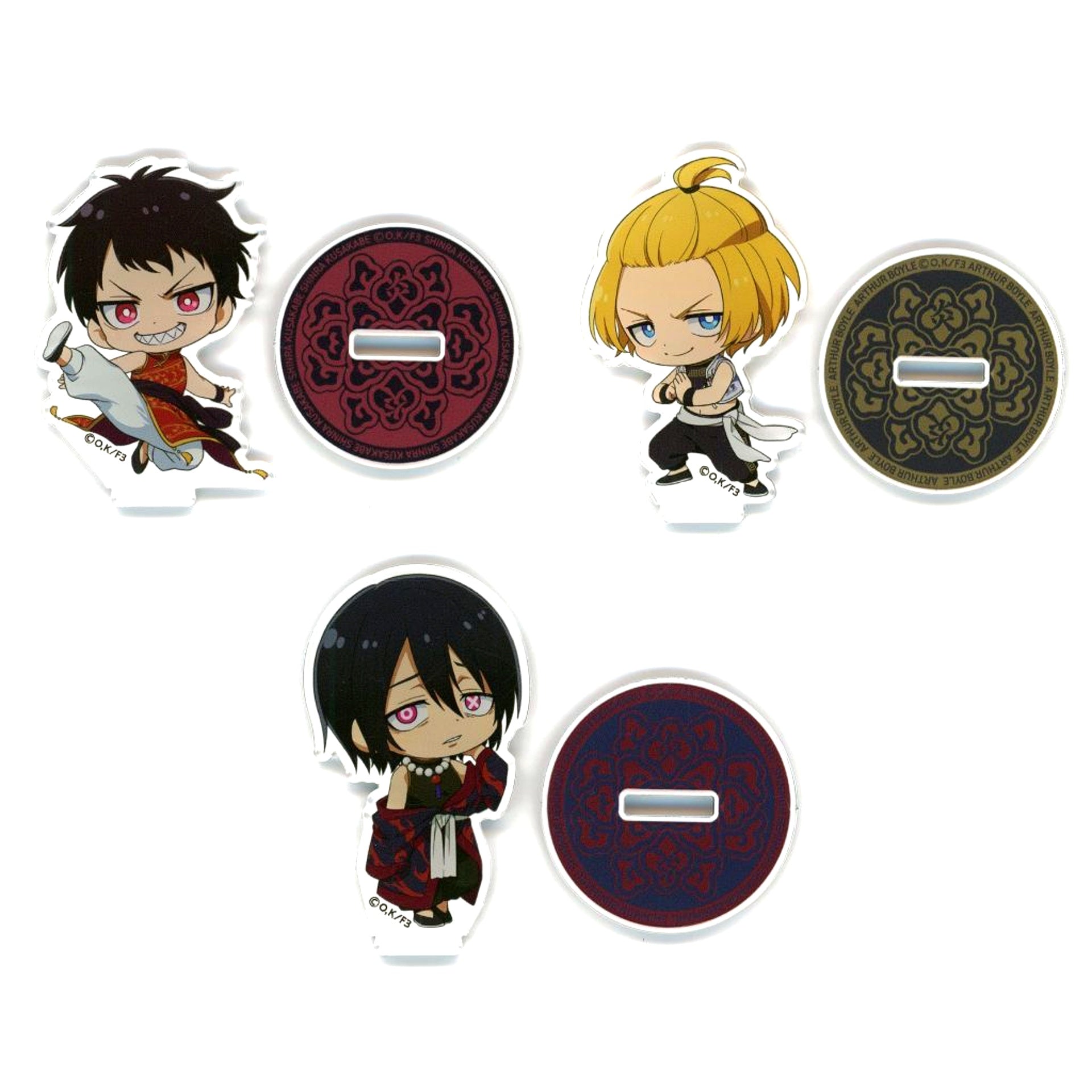 Set of 3 Fire Force Season 3 Mini Acrylic Stand Figure C Prize Kujibikido Online Kuji [USED]