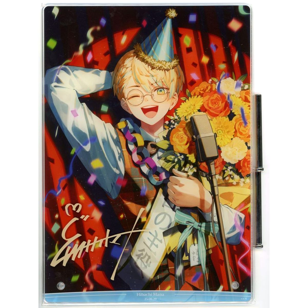 Hibachi Mana B5 Acrylic Panel Foil-pressed Autographed Virtual YouTuber Nijisanji 2025 Birthday Bundle Bonus [USED]