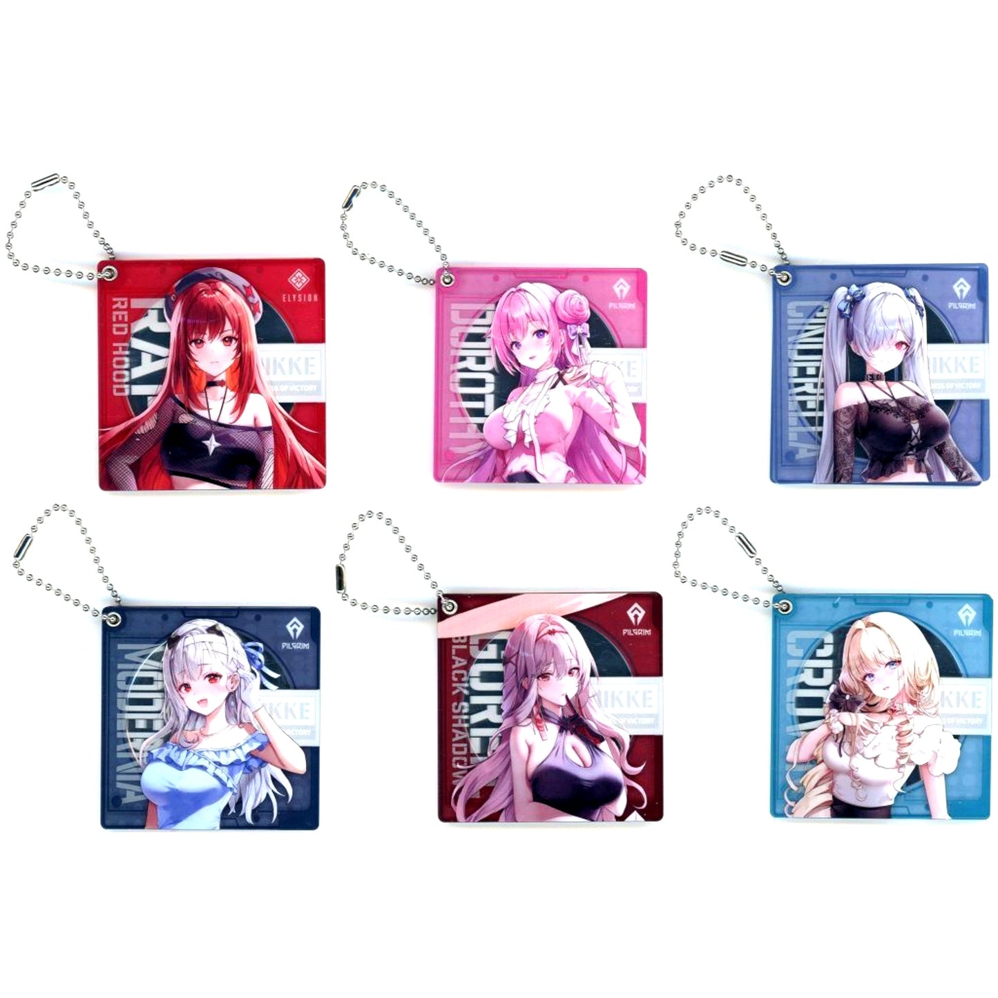 Set of 6 GODDESS OF VICTORY: NIKKE x Lawson Campaign Slide Mirror Keychain [USED]