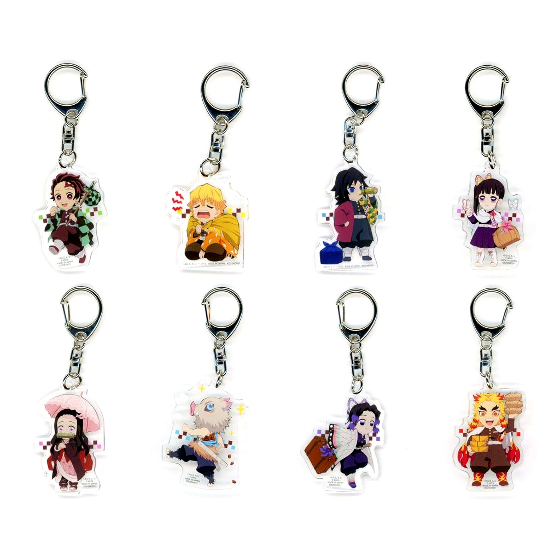 Set of 8 Anime Demon Slayer Mission Pilgrimage Trading Acrylic Keychain [USED]