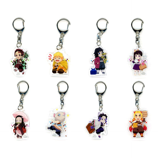 Set of 8 Anime Demon Slayer Mission Pilgrimage Trading Acrylic Keychain [USED]