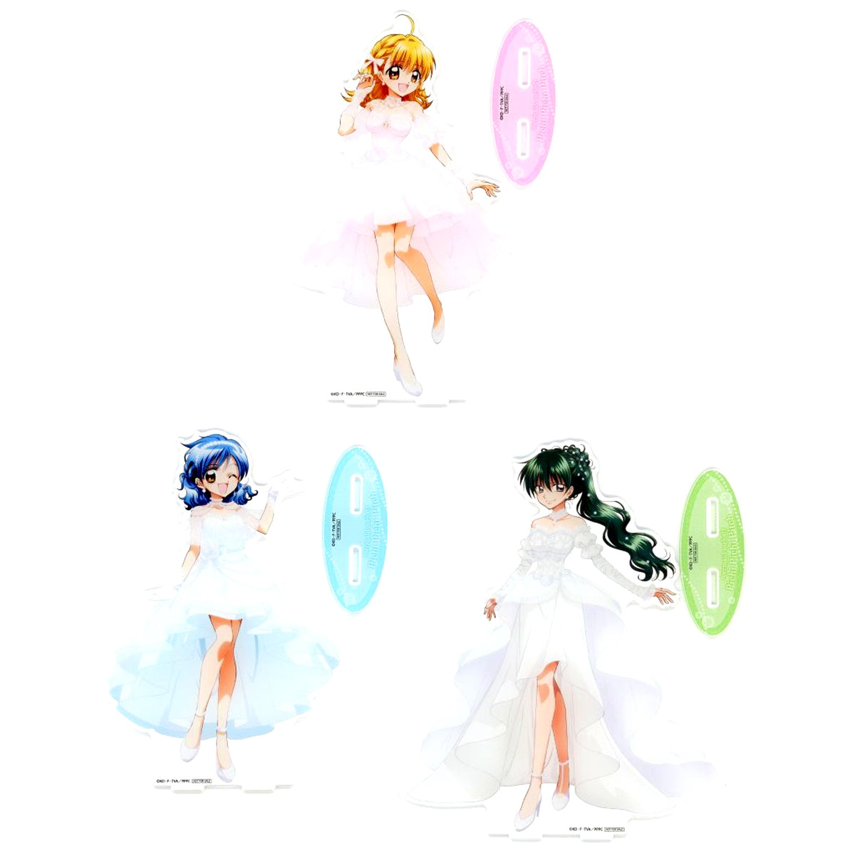 Set of 3 Mermaid Melody Pichi Pichi Pitch Lucky Button Box Gold Prize BIG Acrylic Stand [USED]