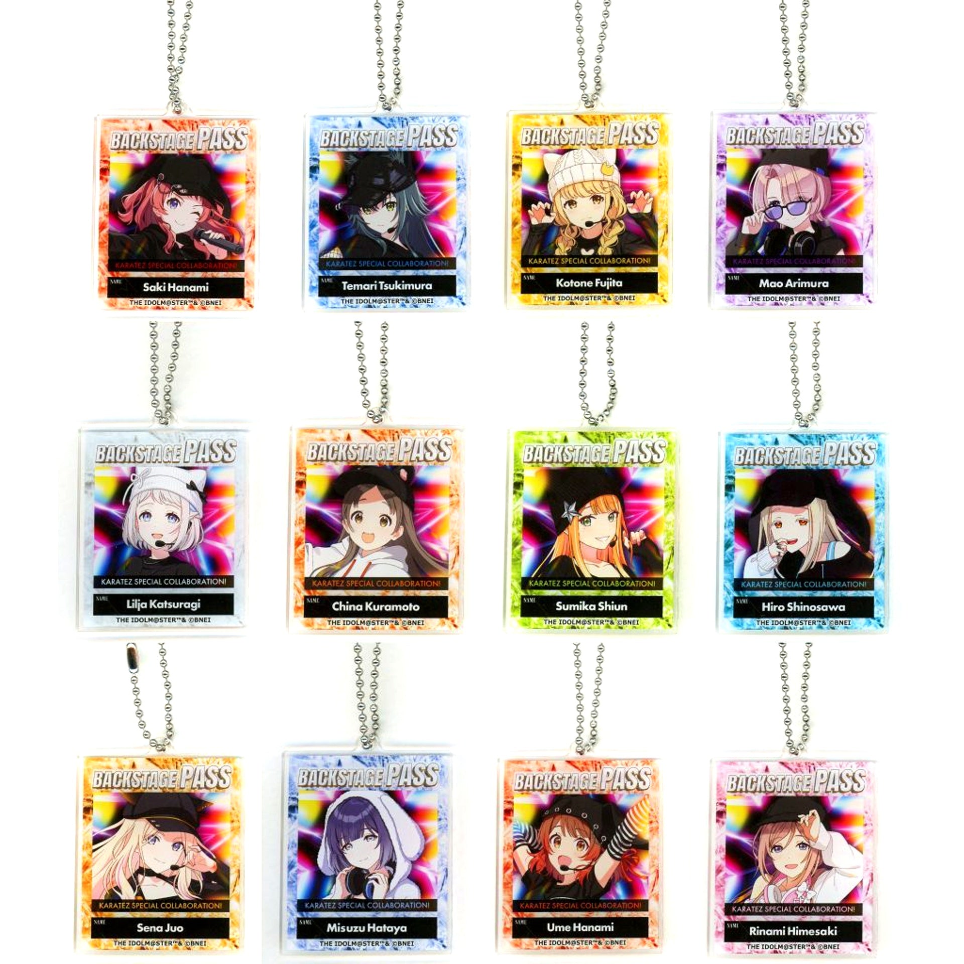 Set of 12 Gakuen Idolmaster Trading Acrylic Keychain Karaoke no Tetsujin Vol.2 [USED]