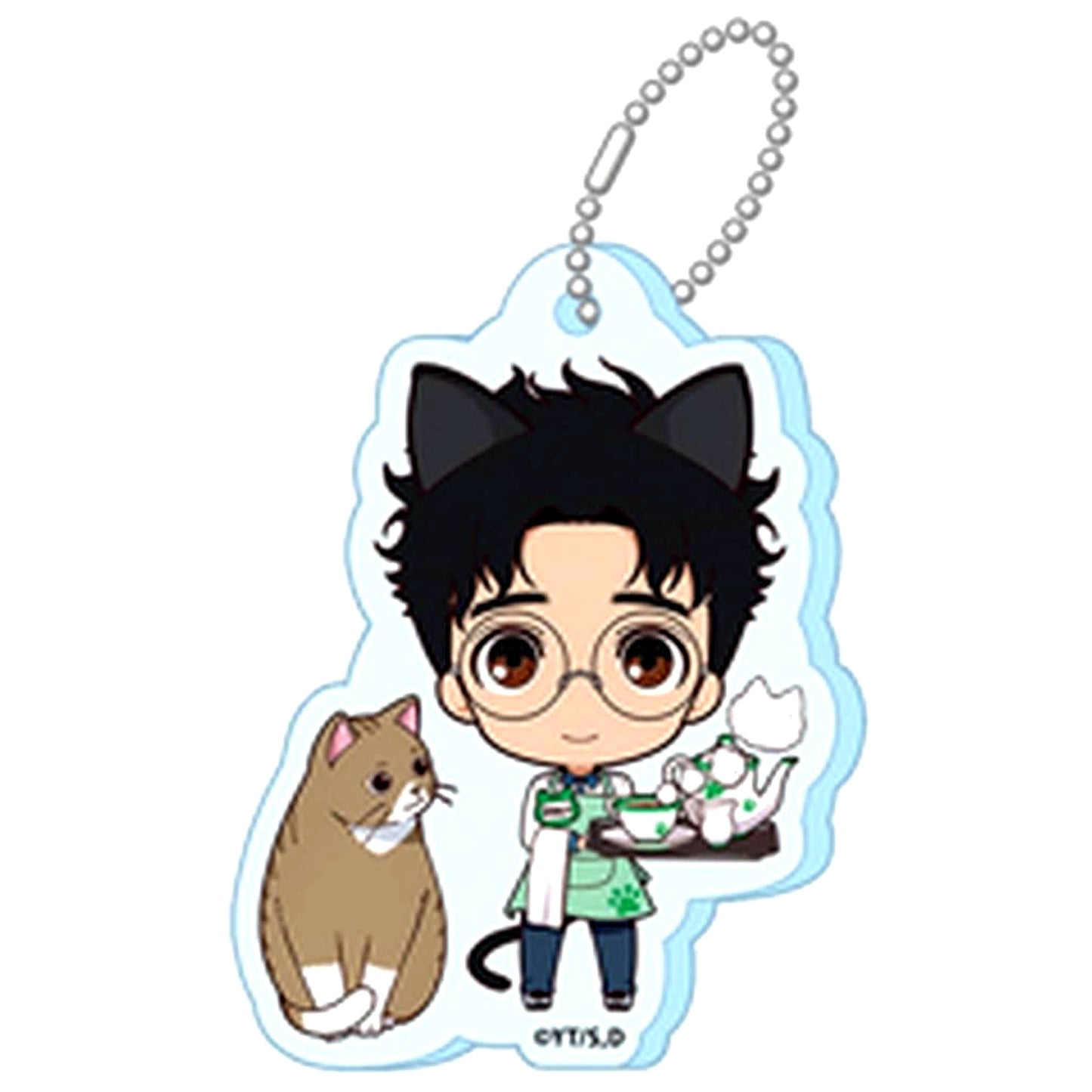 Dandadan Ken Takakura Okarun Die-cut Petit Choco Trading Acrylic Keychain Cat Cafe [USED]