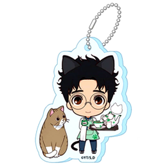 Dandadan Ken Takakura Okarun Die-cut Petit Choco Trading Acrylic Keychain Cat Cafe [USED]