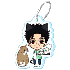 Dandadan Ken Takakura Okarun Die-cut Petit Choco Trading Acrylic Keychain Cat Cafe [USED]