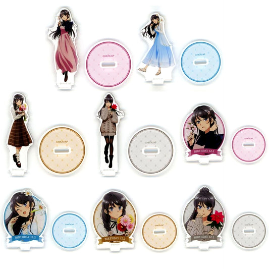 Set of 8 Seishun Buta Yarou wa Season Girl no Yume wo Minai Illustration Trading Acrylic Stand Mai Sakurajima Birthday 2025 Ver. Mai Sakurajima Birthday Fair 2025 in Animate [USED]
