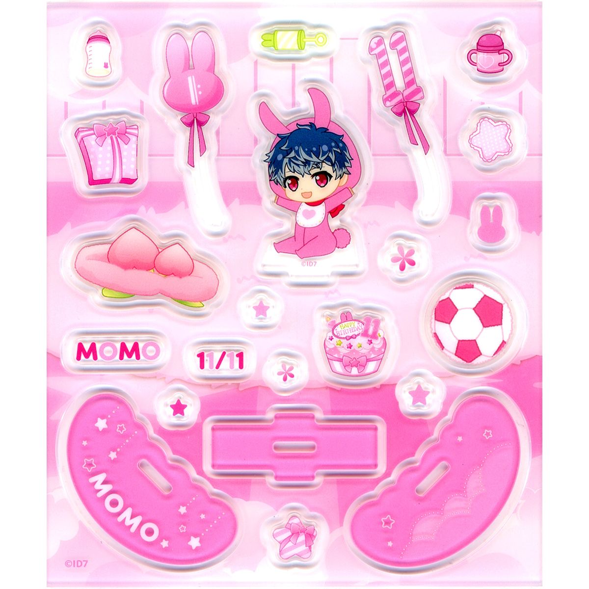 Momo IDOLiSH7 Bebi Komyu Acrylic Flake & Swaying Stand [USED]