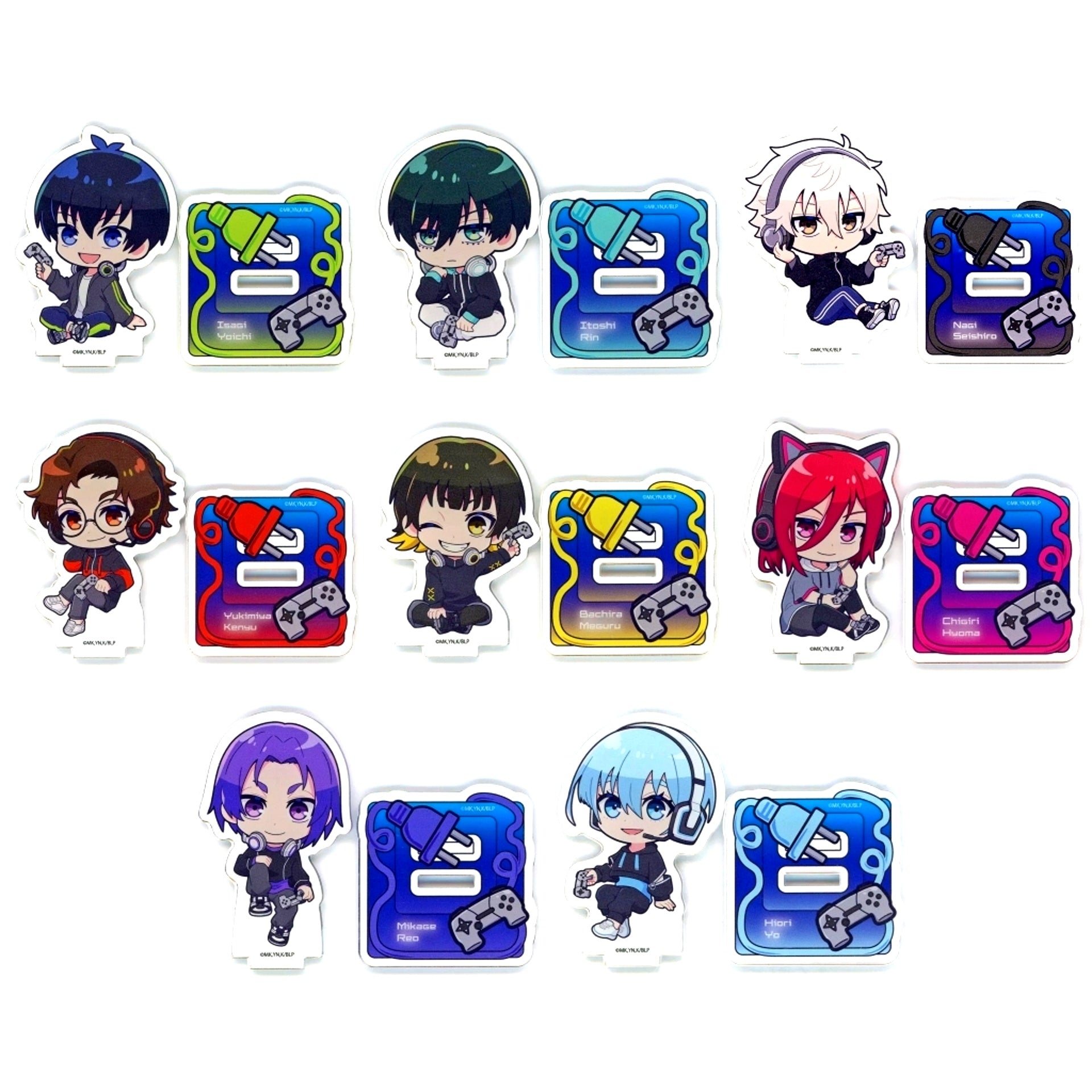 Set of 8 Blue Lock POP UP SHOP Acrylic Petit Stand Game Commentary Ver. Original Mini Character [USED]
