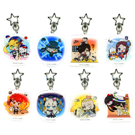 Set of 8 Fate/Grand Order x Sanrio Characters Star Shaped Carabiner Acrylic Keychain 03 Collabo Illustration [USED]