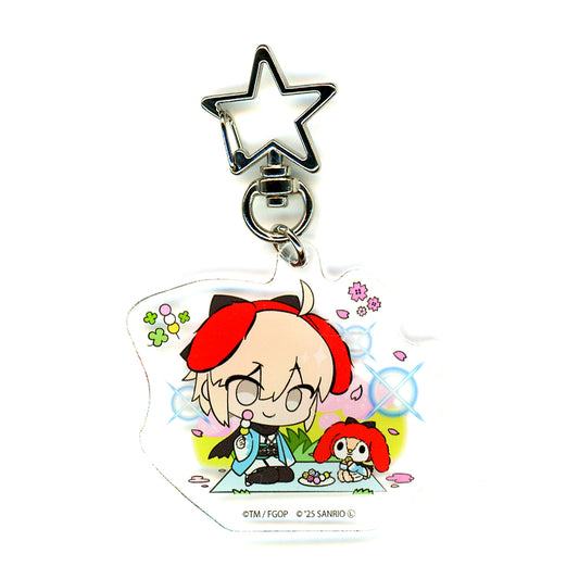Saber Okita Souji x Littleforestfellow Fate/Grand Order x Sanrio Characters Star Shaped Carabiner Acrylic Keychain 04 Collabo Illustration [USED]