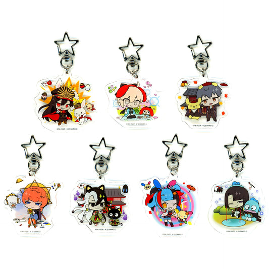 Set of 7 Fate/Grand Order x Sanrio Characters Star Shaped Carabiner Acrylic Keychain 04 Collabo Illustration [USED]