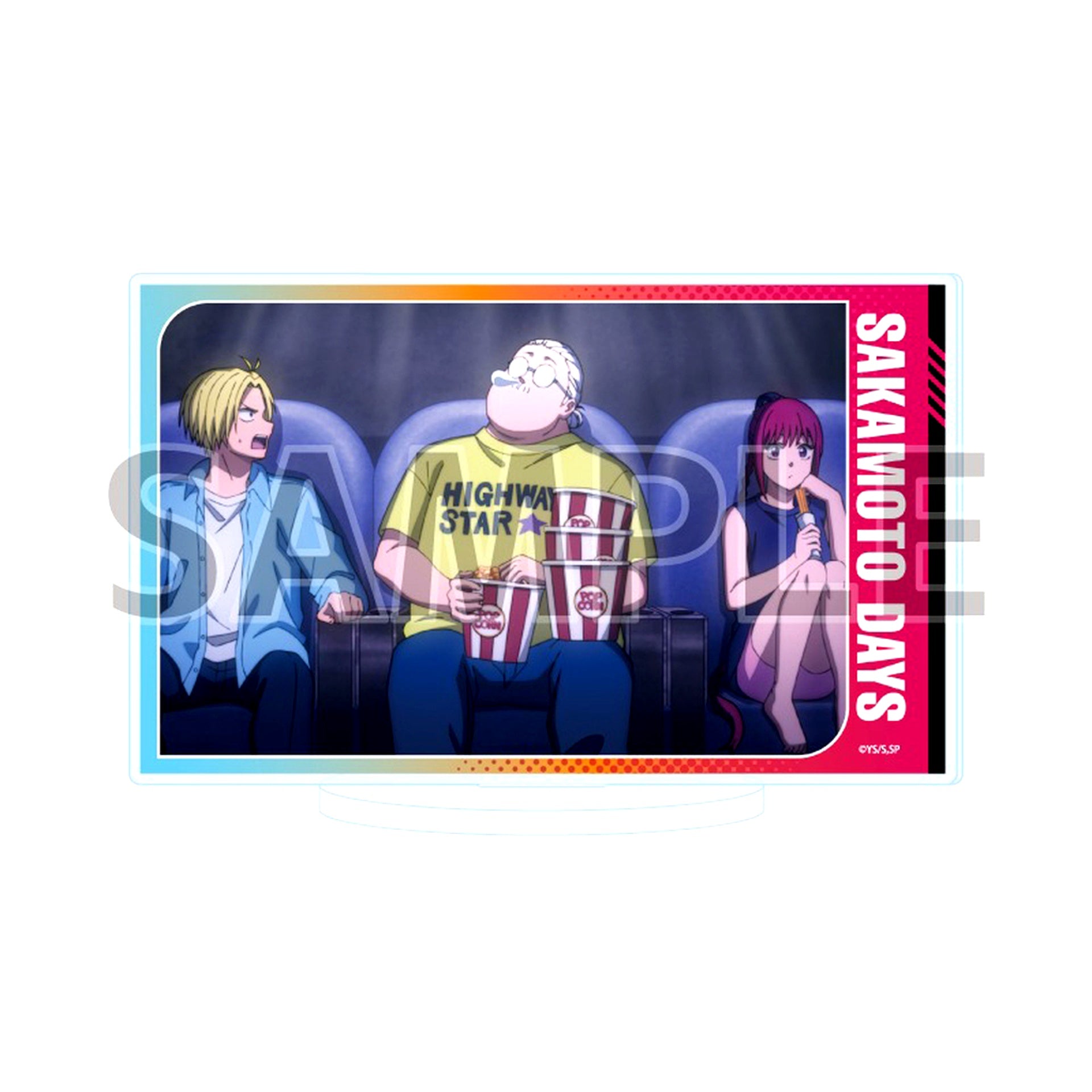 Taro Sakamoto, Shin Asakura and Lu Xiaotang 58. Sakamoto Days Scene Shot Illustration Acrylic Stand in eeo Store Ikebukuro Main Store [USED]