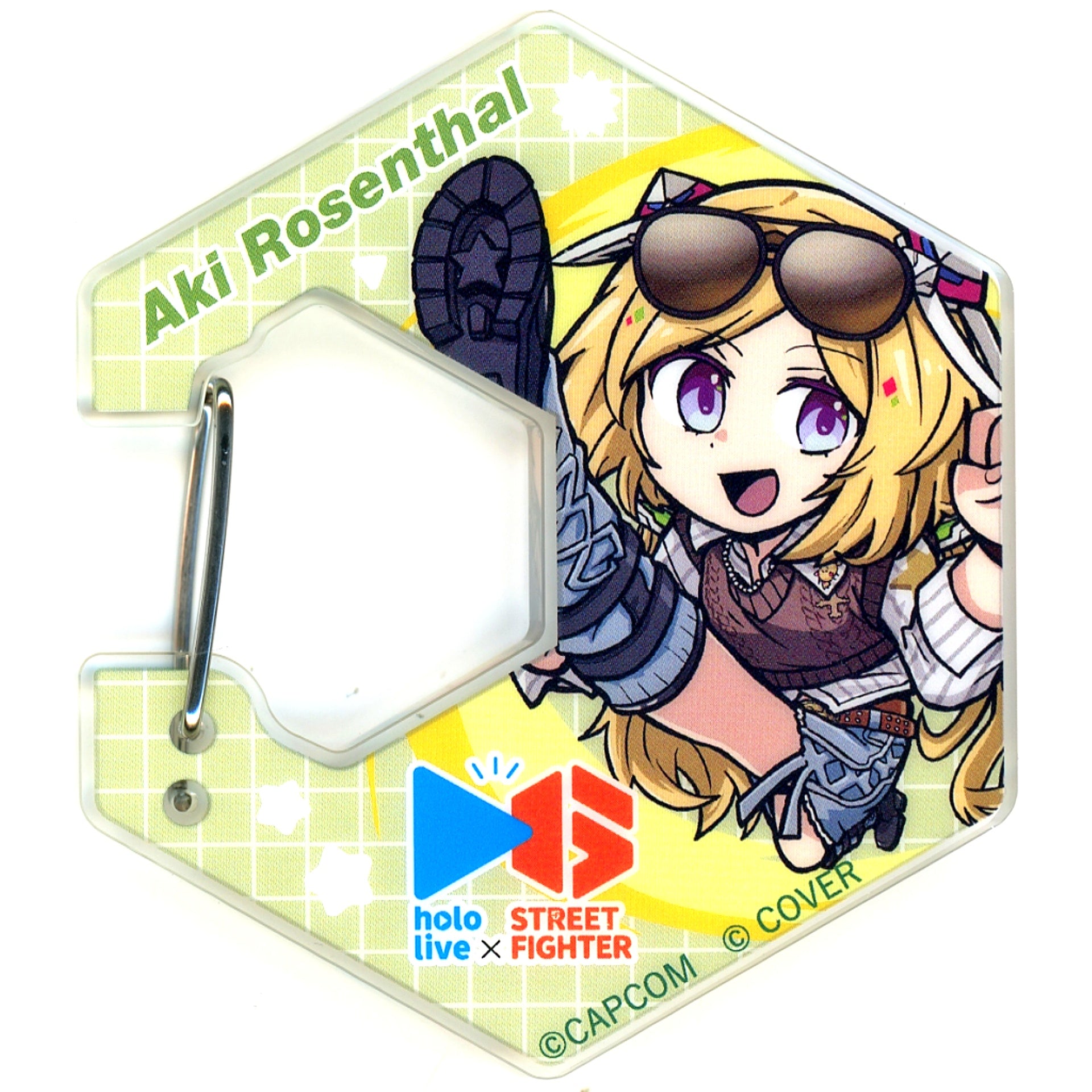 Aki Rosenthal SD Virtual YouTuber Hololive x Street Fighter 6 x Capcom Cafe Part 2 Trading Acrylic Carabiner [USED]
