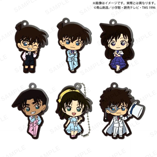 Set of 6 Detective Conan Rubber Keychain Blue Style Vol.2 Capsule Toy Ver. [USED]