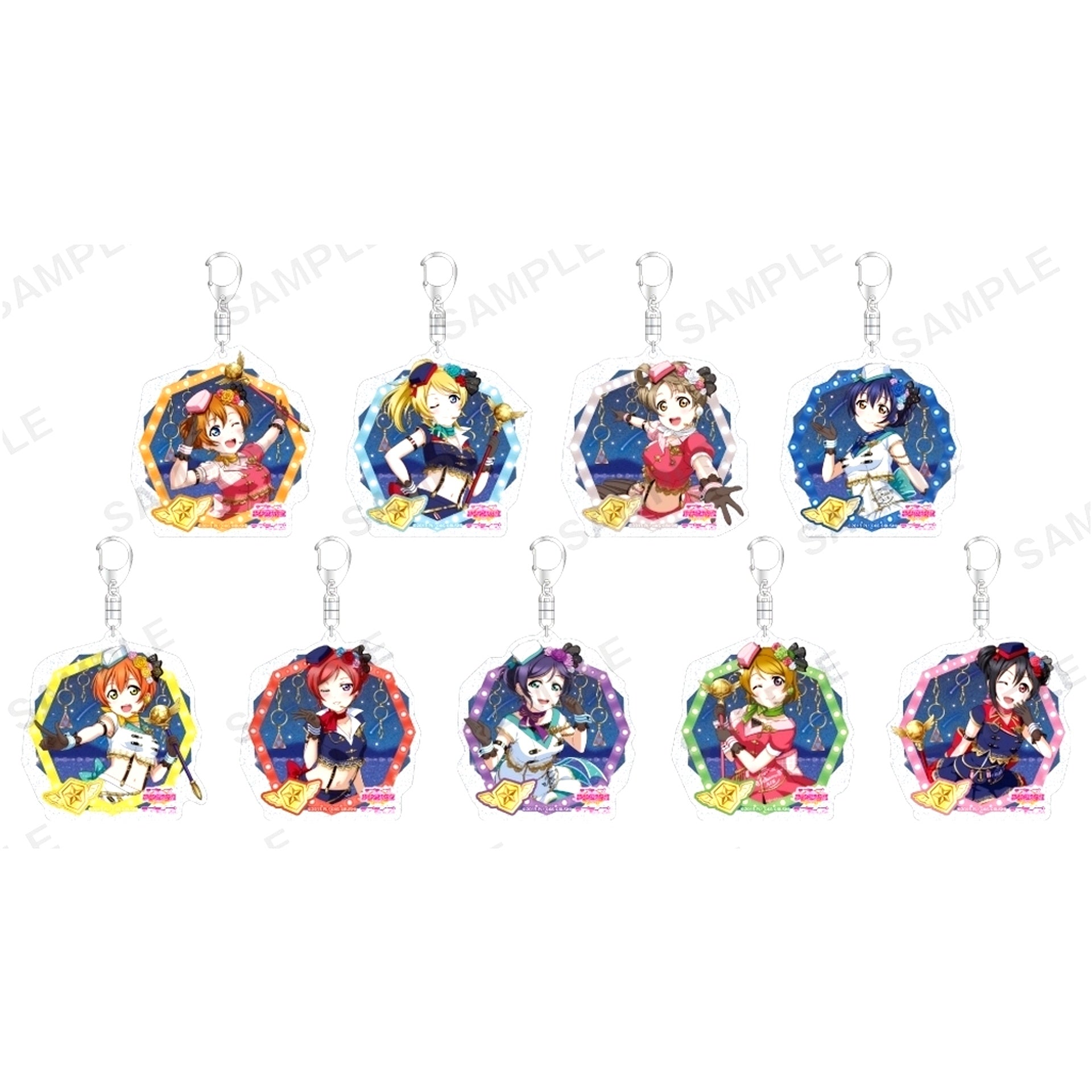 Set of 9 Sky Ver. Trading Kirarin Acrylic Keychain Love Live! School Idol Festival Mu's [USED]
