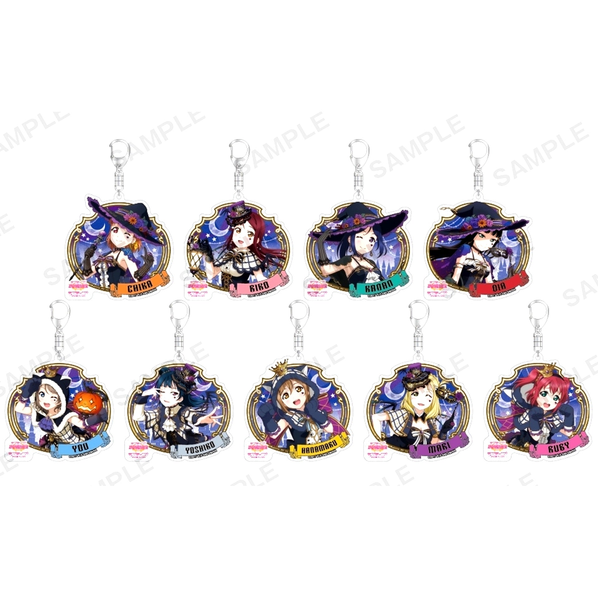 Set of 9 Halloween Ver. Trading Kirarin Acrylic Keychain Love Live! School Idol Festival Aqours [USED]