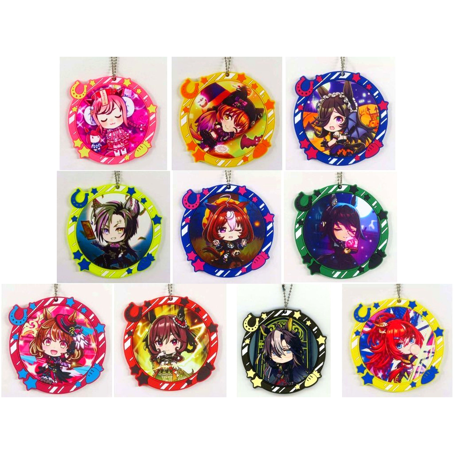 Set of 10 Umamusume Pretty Derby Full Color Rubber Charm Ichiban Kuji 12th F Prize [USED]