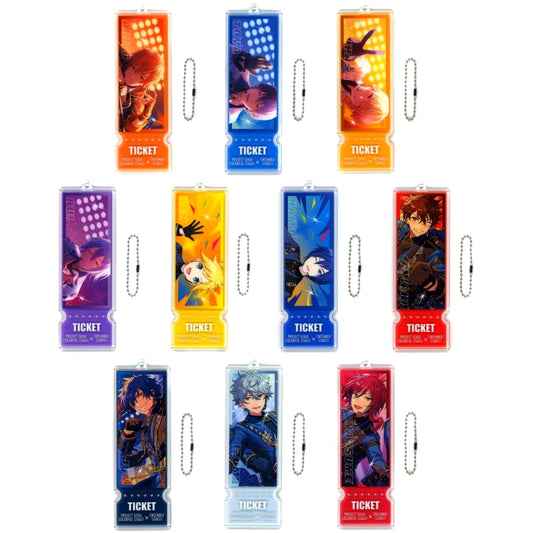 Set of 10 Project SEKAI Colorful Stage! feat. Hatsune Miku x Ensemble Stars!! Ticket-Style Acrylic Keychain EX [USED]