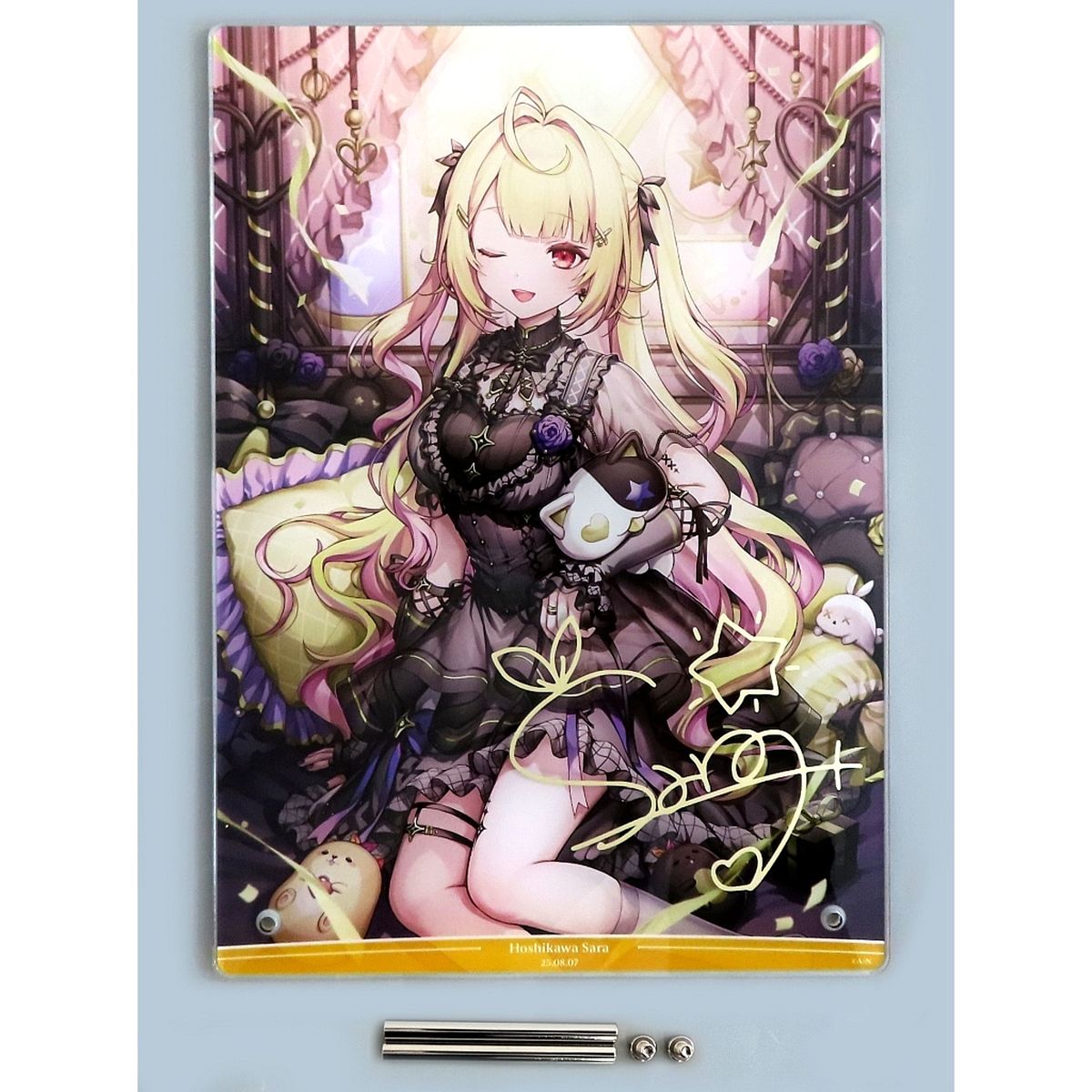 Hoshikawa Sara B5 Acrylic Panel Gold Foil Replica Autographed Virtual YouTuber Nijisanji Hoshikawa Sara Birthday 2025 Included Item [USED]