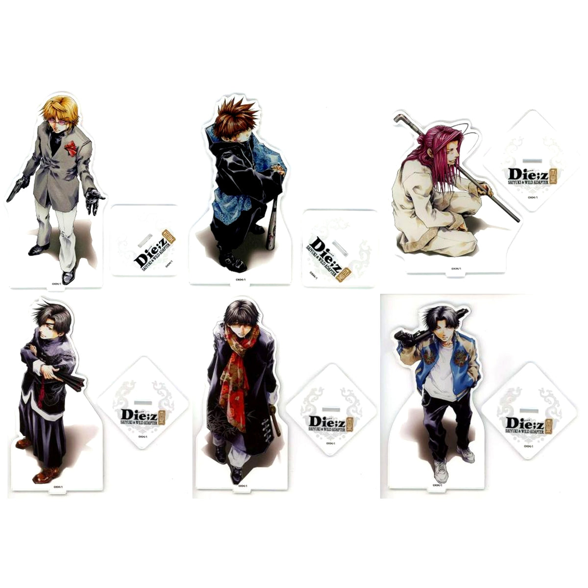 Set of 6 B Prize Acrylic Stand Kuji Mate Saiyuki & WILD ADAPTER Die;z [USED]